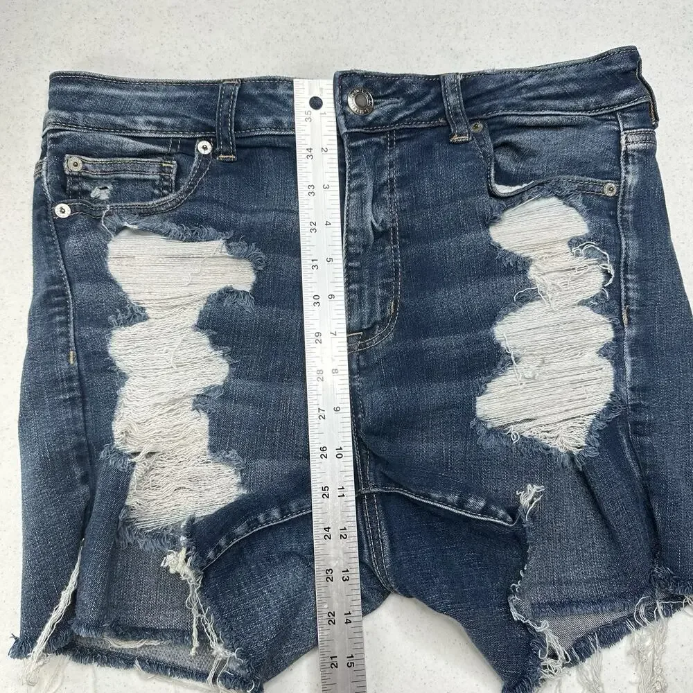 American Eagle Shorts Women 14 Hi Rise Shortie Next Level Blue Jean Denim Grunge
